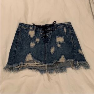 Brooklyn Karma Denim Lace Up Skirt